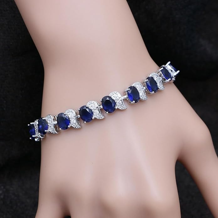LMXXVJ Fashion Tennis Bracelet Created Emerald White Gold Plated Charm Bracelet Gifts Jewelry for Women