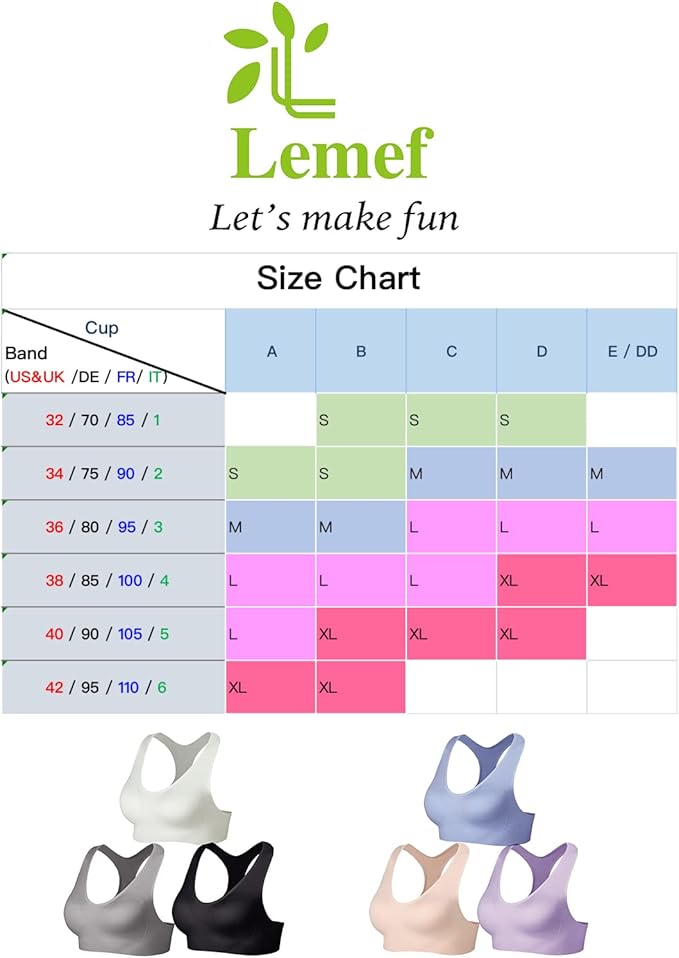 Lemef Sports Bras Racerback Yoga Bras Medium Support Workout Bras with Removable Pads for Wome