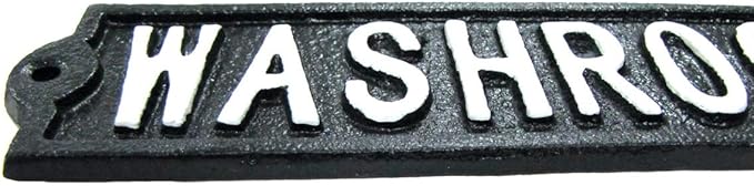 Cast Iron Washroom Bathroom Sign Rustic Gas Station Bar Pub Wall Decor Bath Plaque