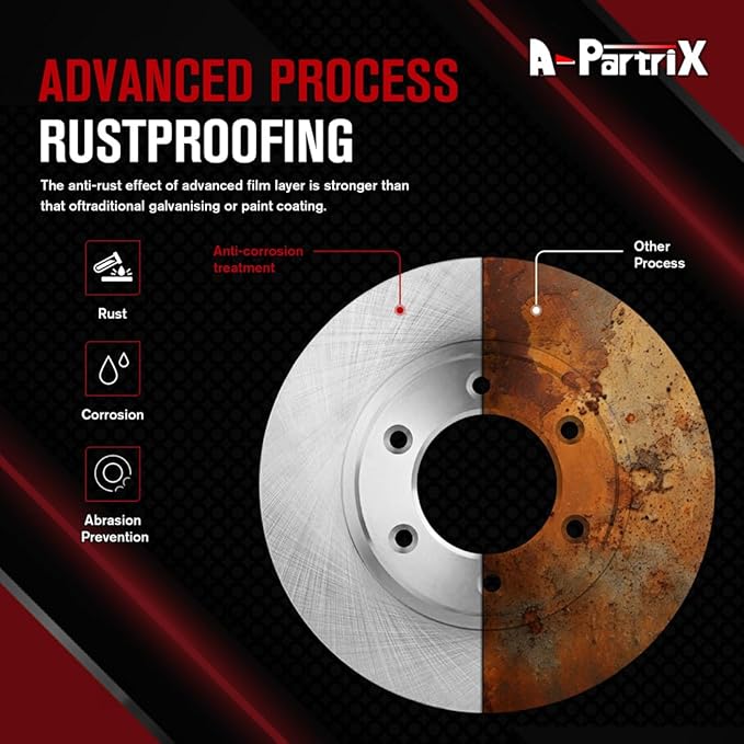 A-Patrix 1X Disc Brake Rotor 10.85inch (275.5mm) Front Vented Rotors fits Hyundai Elantra 2.0L 2007 2008 2009 2010