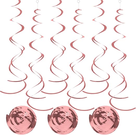 30 Pcs Rose Gold Swirls Decorations Hanging Swirl Decorations Rose Gold Streamers for Party Decorations Ceiling