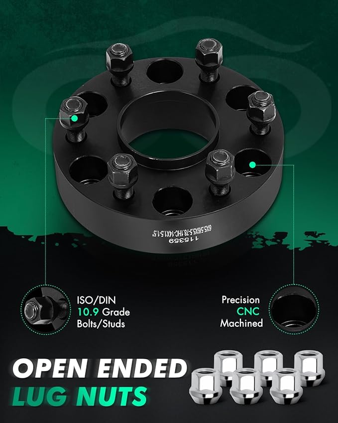SCITOO 2X 1.5 inch 6 Lug Wheel Spacers Hubcentric 6x5.5 to 6x5.5 14x1.5 Studs for Savana 1500 Wheel spacers for Sierra 1500 Wheel spacers for Escalade EXT Wheel spacers for Tahoe Wheel spacers