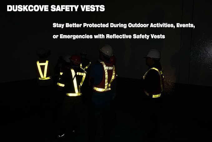 DUSKCOVE 2 Pack Hi Vis Safety Vests - Adjustable Bright Neon Color High Visibility Reflective Safety Straps Gear for Traffic Control, Running, Cycling