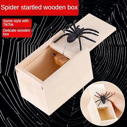 Spider Scare Wooden Box, Prank Ideas, Trick, Spider Trick, Prank Gifts
