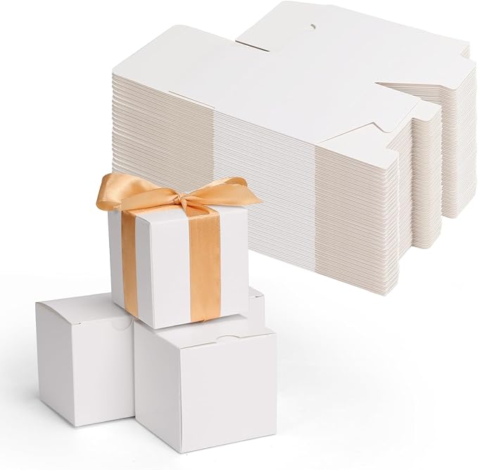 Calenzana 3x3x3 Inches Small Gift Box with lids, 100 Pack White Gift Boxes Bridesmaid Proposal Box for Candy Crafting Wedding Party Favor Birthday Gift Boxes