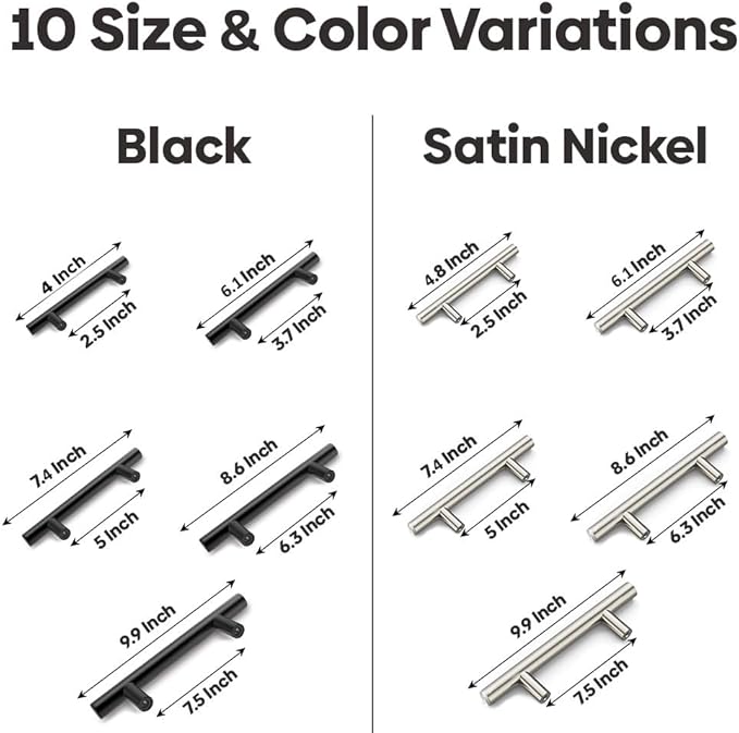 Home & Beyond 10 pcs Brushed Nickel Cabinet Pulls 8.6" (220mm) Handle, 6.3" (160mm) Screw Spacing, Kitchen Cabinet Pulls Brushed Nickel, Cabinet Hardware Dresser Handles, Satin Nickel Cabinet Handles
