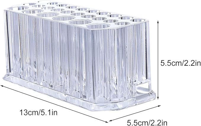 Pokinge Acrylic Makeup Brush Holder,26 Holes Transparency Nail Brush Storage Box Cosmetic Brush Display Shelf Nail Brush Storage Desktop Tool