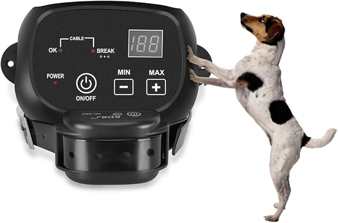 Electric Dog Fence, Wired Pet Containment System, Aboveground/Underground Installation, 650 Ft Wire, IP66 Waterproof Rechargeable Collar, Shock/Tone Correction, 1 Collar