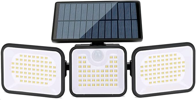CRONAX Solar Outdoor Lamp, Solar Lamp 180ledip65 Waterproof Motion Sensor, Human Body Infrared 3 Head Induction Floodlight Outdoor Garden Landscape Lighting Wall Lamp