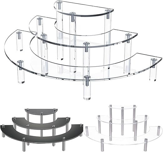 3-Tier Acrylic Round Cupcake Dessert Stand-Riser Display Stand Display Self for Figures Retail Showcase(White)