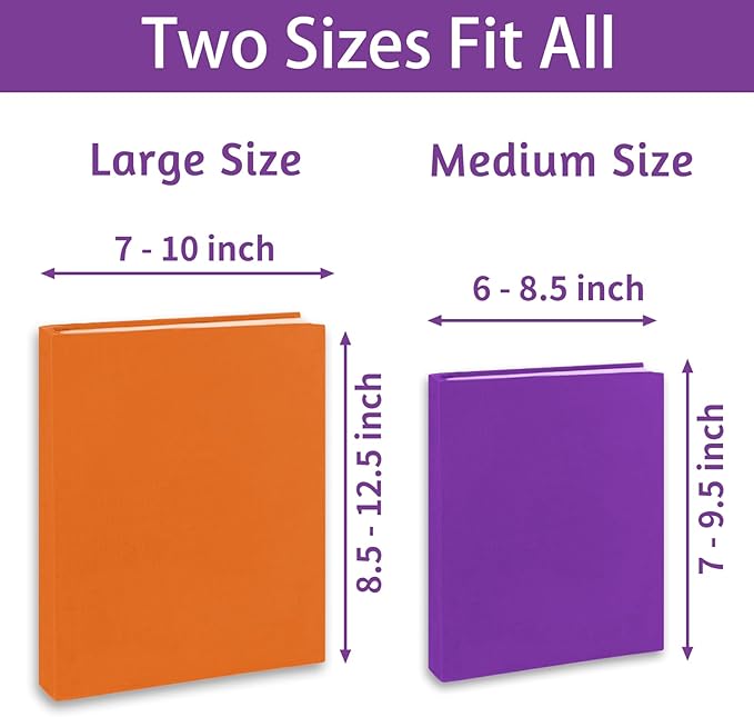 KICNIC Jumbo Book Covers 7 Pack, Stretchable Book Sox 9 11 Inch Suitable for Most Hardcover Books, Up to 10 Inch x 12.5 Inch Protective Textbook Covers with Label Sticker