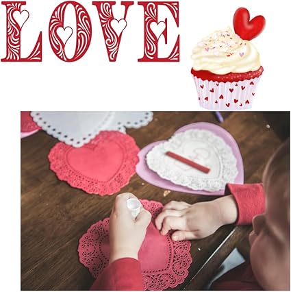3 Pack Heart-Shaped Red White Pink Paper 10 inch Doilies Parties Events Treats Valentine's Day Lovely Romantic Elegant Decorations Creative DIY Celebrations Offiice Home School Total Count-48