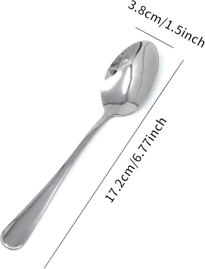 Honbay 4-Piece 17.2cm/6.77inch Oval Shape Stainless Steel Dinner Spoons Soup Spoons for Home, Restaurant, Office, School and More