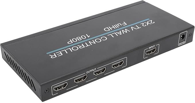 Video Wall Controller, 1x1 2x2 1x2 1x3 1x4 2x1 3x1 4x1 4K HDMI Video Wall Processor, 80 Degree Rotation HDMI Splicing Display Processor for Home Office (US Plug)