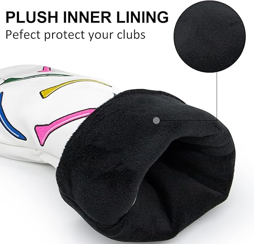 Golf Headcovers,Colorful Tee Driver Headcover Fairway Wood Cover Hybrid Cover Leather 3 Wood Headcover Mallet Putter Headcover Blade Putter Cover Golf Club Covers for Odyssey Scotty Cameron Taylormade