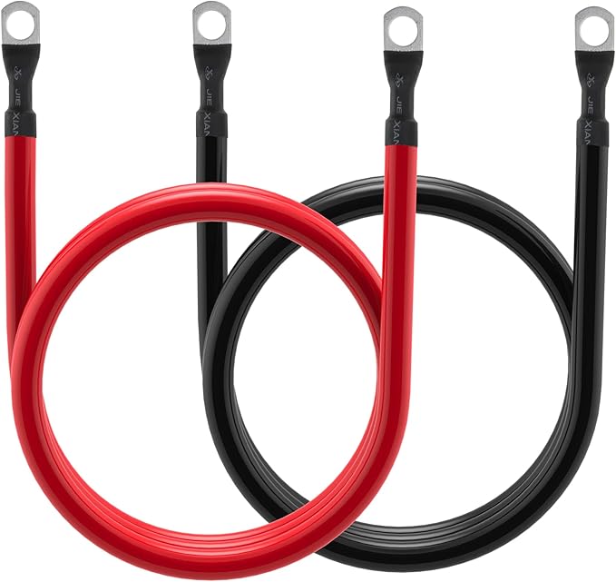 4 AWG Battery Cable 4AWG Gauge Pure Copper Battery Inverter Cables with 38 in Lugs Both Ends Power Inverter Wire Set for Automotive Solar Marine Boat RV Car Motorcycle Red and Black (4FT)