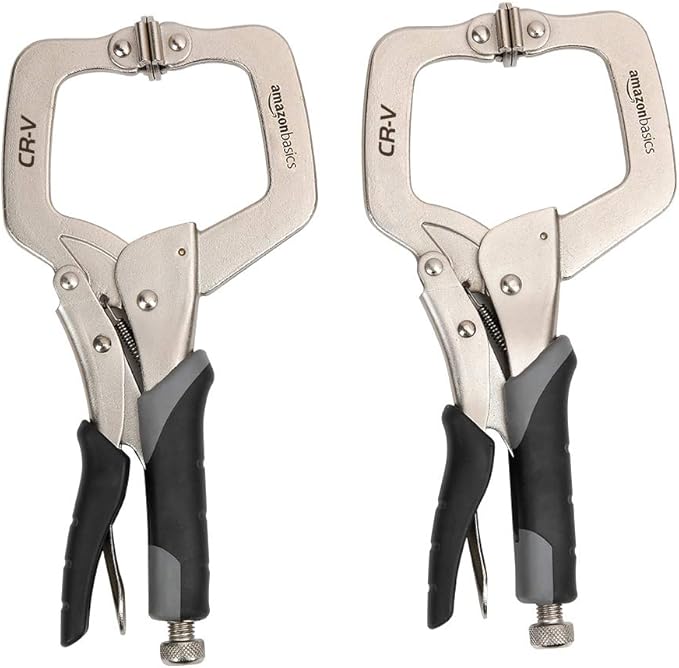 Basics Adjustable Metal Face Clamp for Woodworking, Welding, or Repairs, 11-inch, Pack of 2, BlackSilver