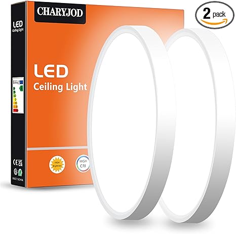 2PACK LED Flush Mount Ceiling Light Fixture, 9inch Modern LED Ceiling Light White 18W 5000K, Low Profile Slim Flat Surface Mount Ceiling Lights for Bedroom Kitchen Hallway Laundry Stairwell Basement