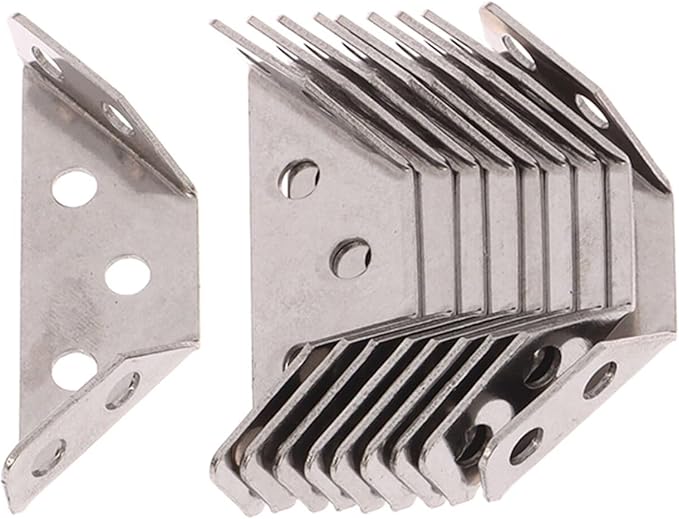 10pcs Universal Furniture Corner Connector Stainless Steel Corner Brace Without Screws Heavy Duty Angle Shelf Brackets for Wood