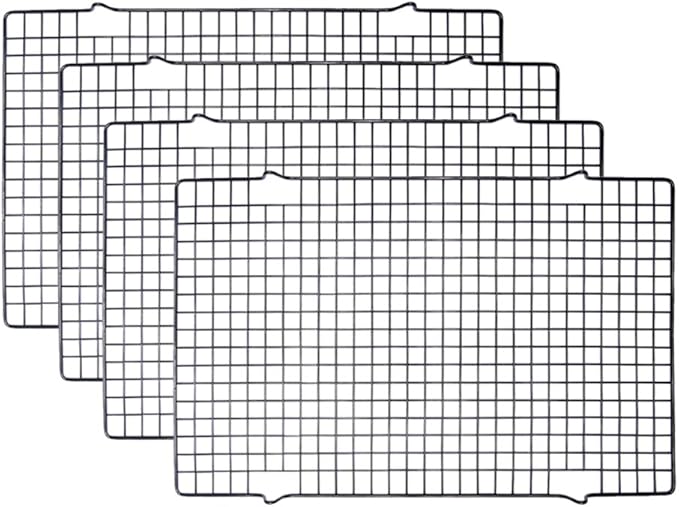 Tebery 4 Pack Black Heavy-Duty Wire Cooking Rack Baking Racks, Nonstick Baking & Cooling Grid for Roasting, Cooking, Grilling, Drying - 16" x 10"