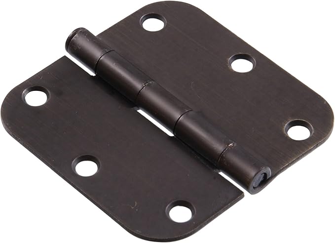 Hillman 852593 3-12-Inch Residential Door Hinge with 58-Inch Round Corner Removable Pin Full Mortise, Oil Rubbed Bronze