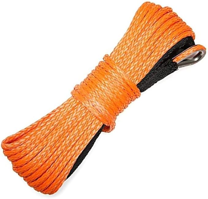 WANLIAN 38'' x 50ft Synthetic Winch Rope 1cm x 15m Nylon Winch Rope 25000LBS Synthetic Winch Line Cable Rope for 4WD Off Road, ATV UTV SUV Winches Synthetic Rope (Orange) (38'' x50ft)