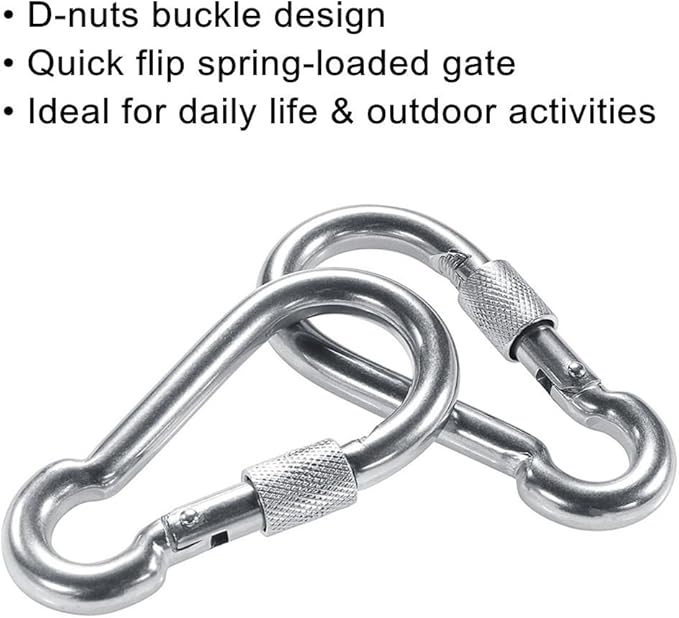 PROND Locking Carabiners, Heavy Duty Carabiner, 316 Stainless Steel Screw Lock Carabiner Hooks