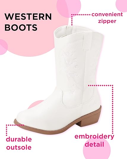 Bebe Girls' Cowboy Boots - Classic Western Country Cowgirl Boots - Mid Calf Riding Shoes for Toddlers Little and Big Girls