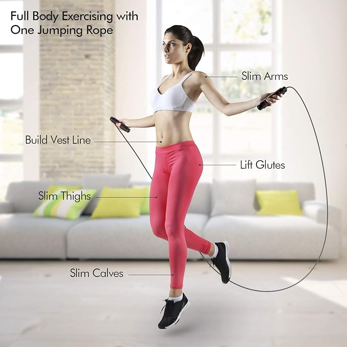 Jump Rope, Tangle-Free Rapid Speed Jumping Rope Cable with Ball Bearings for Women, Men, and Kids, Adjustable Steel Jump Rope Workout with Foam Handles for Fitness, Home Exercise Slim Body