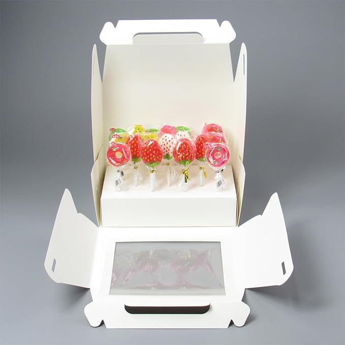 4 PCS Cake Pop Boxes - Portable Cake Pop Holder Boxes with Clear Window, Cake Pop Boxes Holder Packaging with Lid, Cake Display Stand With 33 Hole Positions, White Cake Boxes Packaging