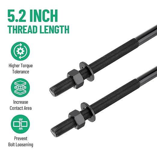 12 inch Square Bend U-Bolt Kits, Heavy Duty Steel Square U-Bolts with 6 inch Tie Plates for Truck Chassis