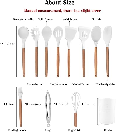 1pc White Silicone Flexible Spatula Set with Wooden Handle, Heat Resistant Cooking Utensils Rubber Spatula Non-Stick Flexible Scrapers Baking Mixing Tool