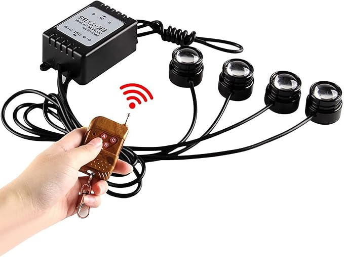 Teguangmei 4 in 1 Car Motorcycle LED Eagle Eye Emergency Strobe Warning Lights Car Truck Accessories DRL Wireless Remote Control Flash Lights 12V White