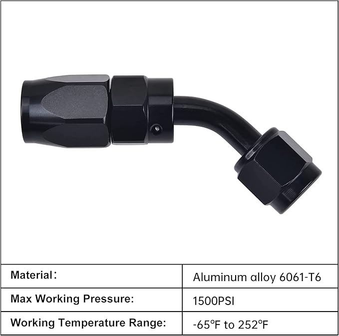 EVIL ENERGY 10AN Hose End Fitting 45 Degree Swivel for CPE Braided Hose Black