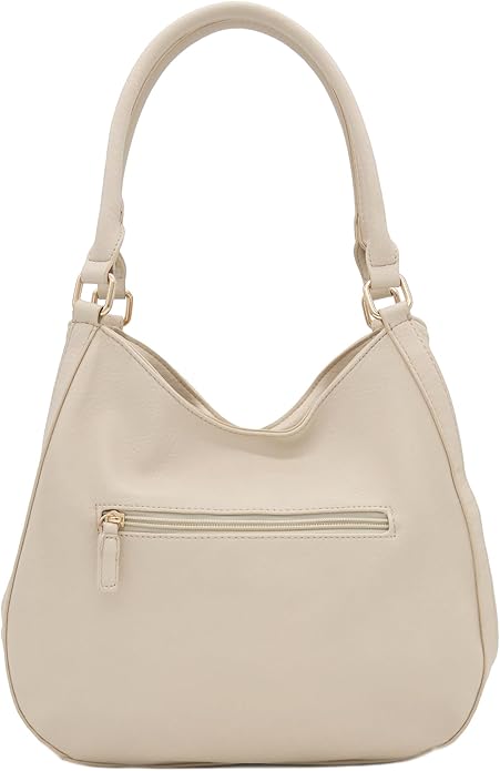 Lightweight 3 Compartment Faux Leather Medium Hobo Bag