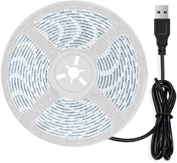 ausuky LED Strip Light Flexible Lamp Diode Tape Set TV Desktop Screen Backlight 5V USB (White Light5m)