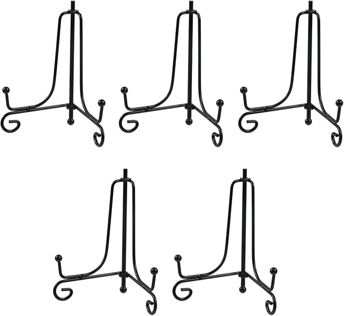 Xiaoyztan Plate Display Easel Universal Iron Wire Stand Holder For Picture Frame Photos Cllectibles Teabrick Decors 4 IN Height 5 Pcs