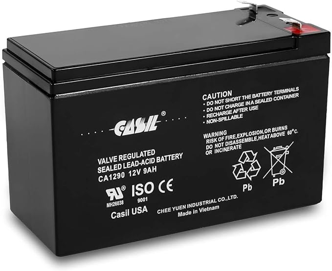 Casil 12v 9ah Rechargeable Sealed Lead Acid AGM Battery, 12 Volt 9ah SLA Battery with F2 Terminal