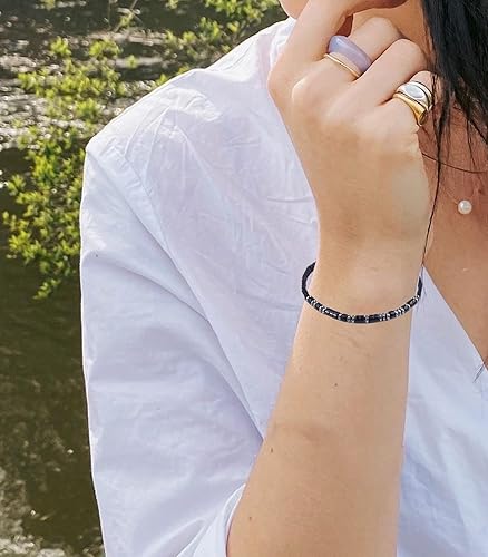 TESTRYE Morse Code Bracelets for Men Women,Morse Code Bracelets with Adjustable String,Inspirational Gifts Bracelets for Men Friends Women