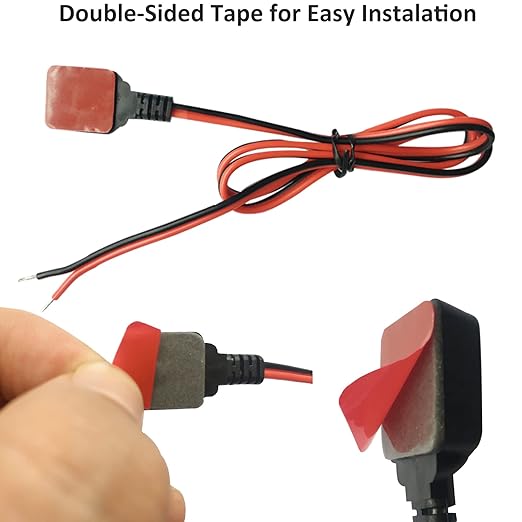 12V 24V Momentary Push Button Switch, 0.5M Pre-Wired Cable and Double-Sided Tape for Easy Installaton