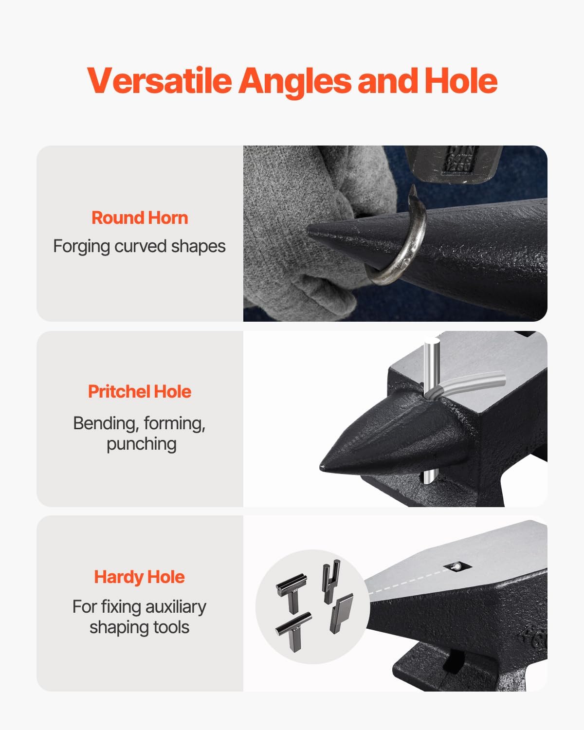 VEVOR Cast Steel Anvil, 22 Lbs(10kg) Double-Horn Anvil with Large Countertop and Stable Base, High Hardness Rugged Round Horn Anvil Blacksmith, for Bending, Shaping (Top has a little rust)