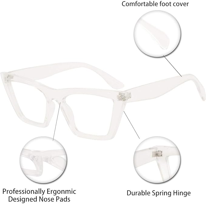 OCCI CHIARI Reading Glasses for Women Cat Eye Fashion Reader 0 1.0 1.25 1.5 1.75 2.0 2.25 2.5 2.75 3.0 3.5 4.0 5.0 6.0 (Transparente, 2.50)
