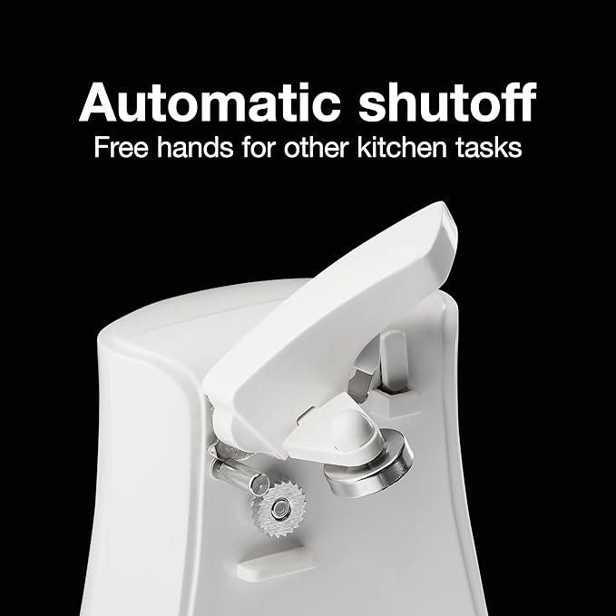 Proctor Silex Power Electric Automatic Can Opener for Kitchen with Knife Sharpener, Twist-off Easy-Clean Lever, Cord Storage, White (75224PS), (Lever Not Included)