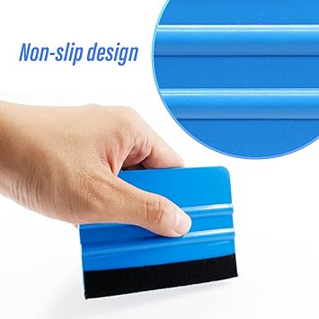 4 Inch Plastic Felt Edge Squeegee Tool Vinyl Squeegee for Window Tint, Wallpaper, Decal Sticker, Blue, 2Pcs