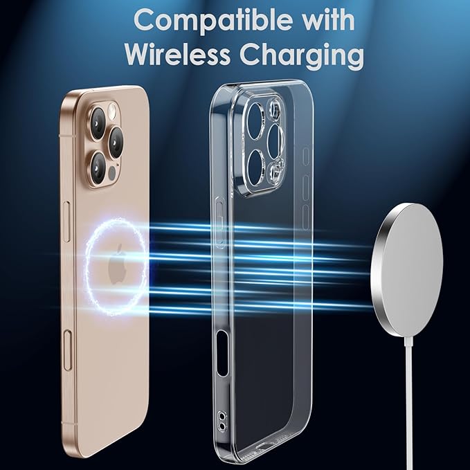 Shamo's Transparent TPU Case for iPhone 16 Pro Ultra thin, shockproof, does not yellow, scratch resistant, compatible with wireless charging, precise cutouts, grip