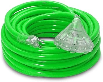 12 Gauge Extension Cord 50 feet 15 amp Triple Extension Cord 50 ft 123 125V 1875 WATTS Heavy Duty Indoor Outdoor Grounded Power Extension Cord 50 ft 12 Gauge Electric Cable 12 awg 50 Foot