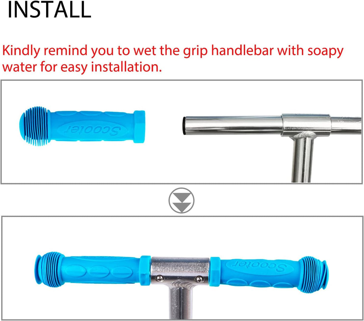 Kids Scooter Handle Grips Replacement Handlebars for 2/3/4 Wheels Child Kick Scooters Bike Rocking Car Push Cart, 9 Color Available, 2-Pack