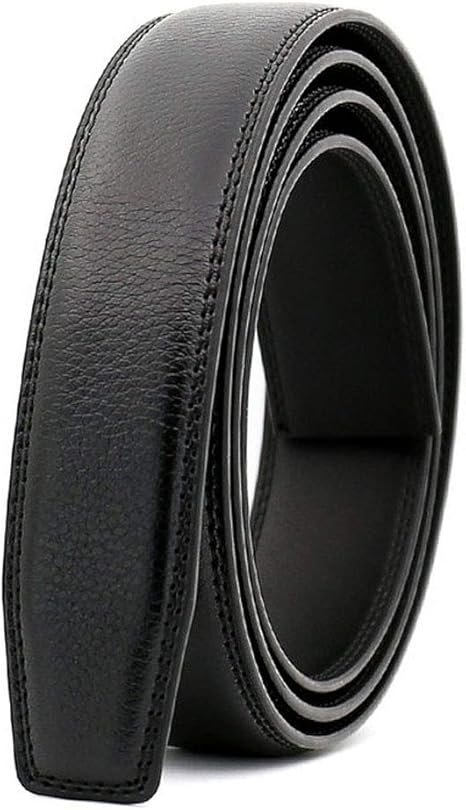 Rojeam Unisex Belt Without Buckle 3.5CM Wide Leather Ratchet Belt Strap for Men & Women