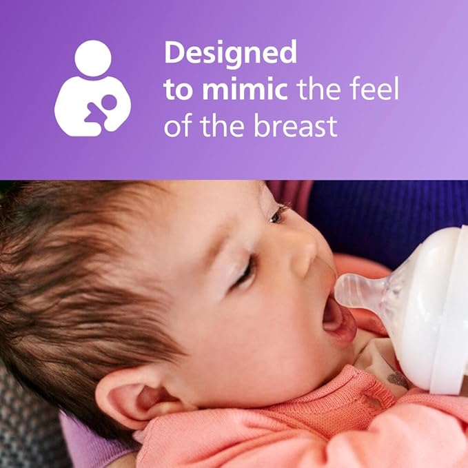 Philips Avent Natural Baby Bottles, with First Flow Nipple, 2OZ60ML, 2 Pack, SCF01925