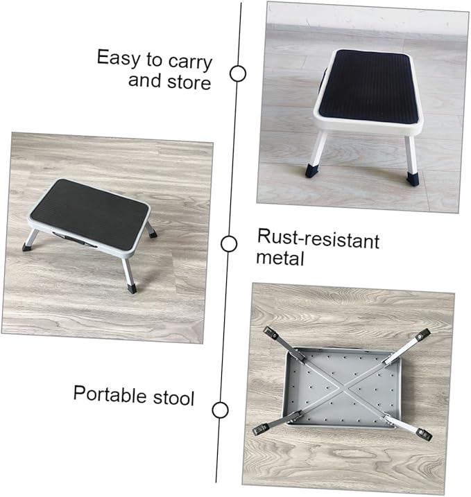 PRETYZOOM Step Stool Thick Platform Metal Folding Ladder Stool for Household Use Sturdy Stepping Stool for Adults